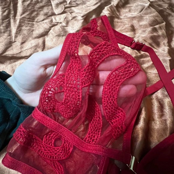 Elegant Lace Burgundy Bra - Picture 2 of 7